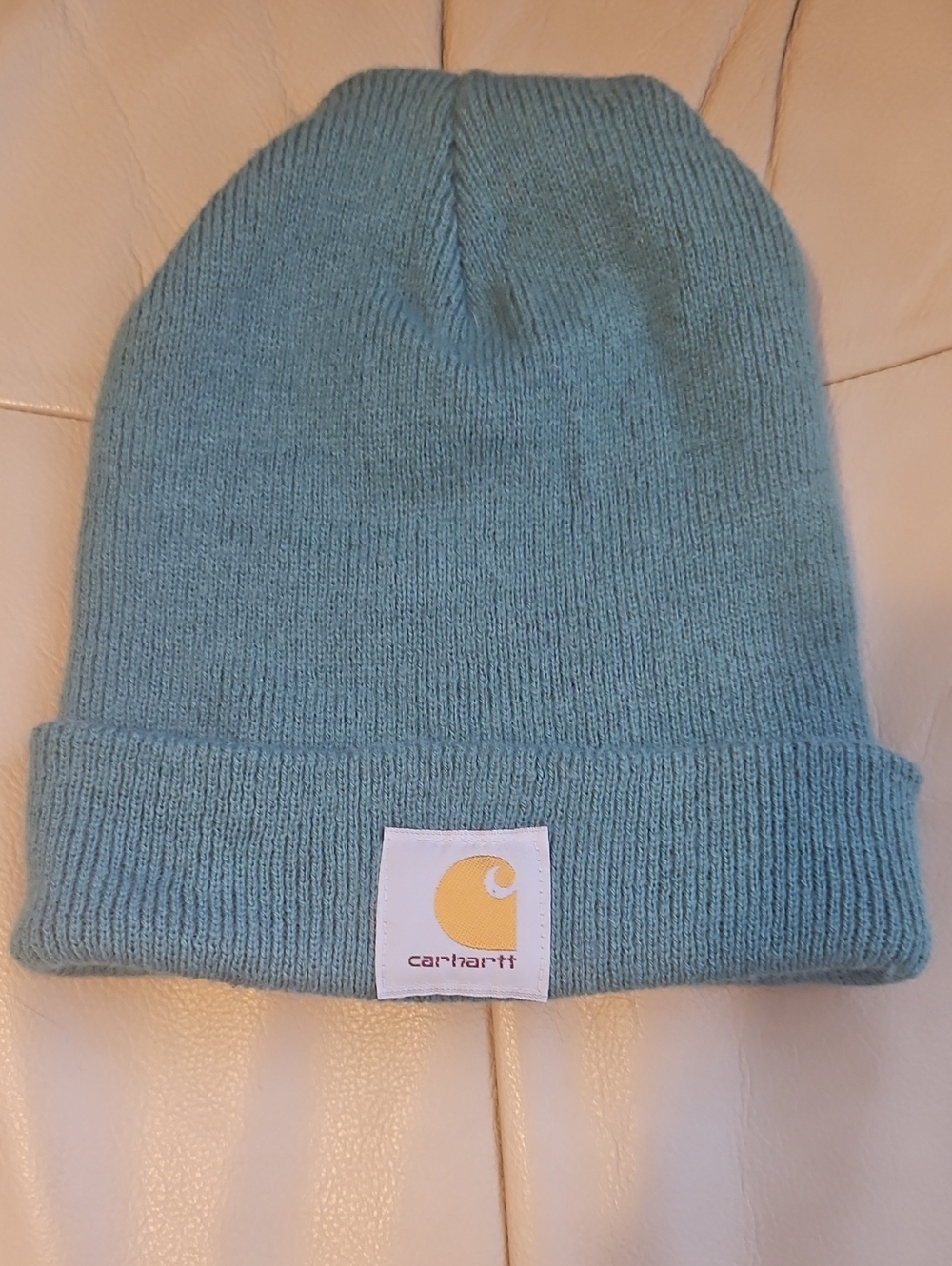 Carhartt Unisex Beanie Hat in Teal with Yellow Logo